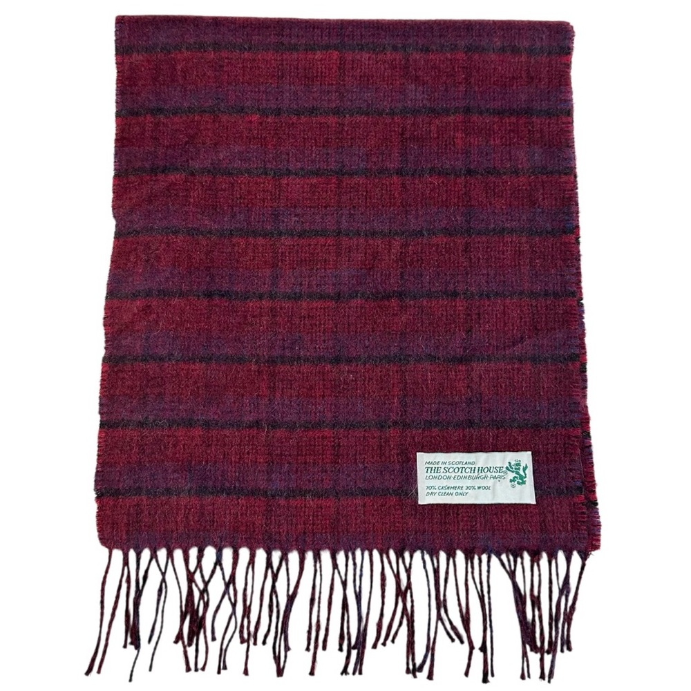 The Scotch House Cashmere Blend Long Fringe Plaid Scarf Unisex